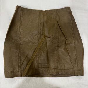 Elegant Tan Leather Mini Skirt